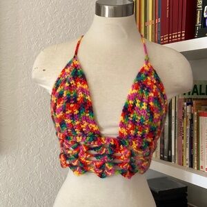 Colorful Crochet Halter Top handmade